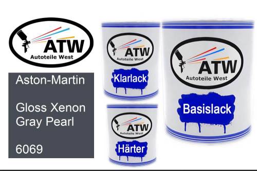 Aston-Martin, Gloss Xenon Gray Pearl, 6069: 1L Lackdose + 1L Klarlack + 500ml Härter - Set, von ATW Autoteile West.